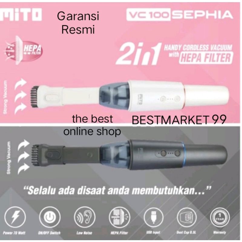 MITO VACUUM CLEANER WIRELESS MITO SEPHIA VC 100 DENGAN HEPA FILTER PENYEDOT DEBU &amp; KOTORAN