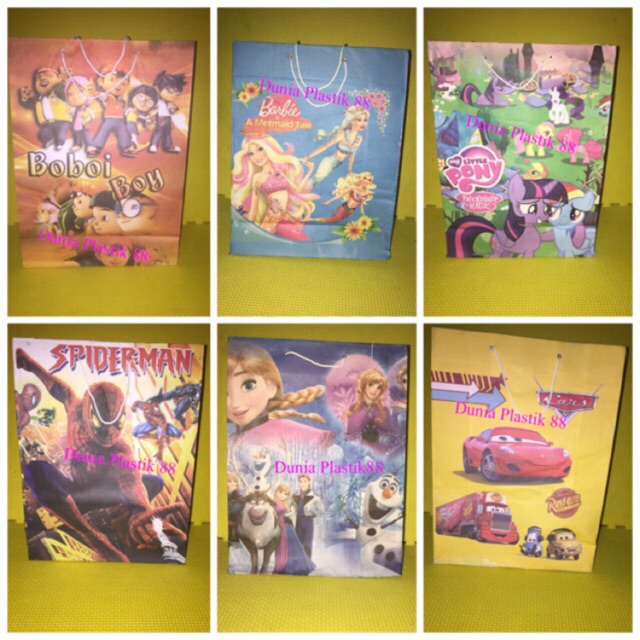 

Harga untuk 10pcs 20x26cm tas kertas souvenir ulang tahun anak paper bag goodie bag GAMBAR ACAK