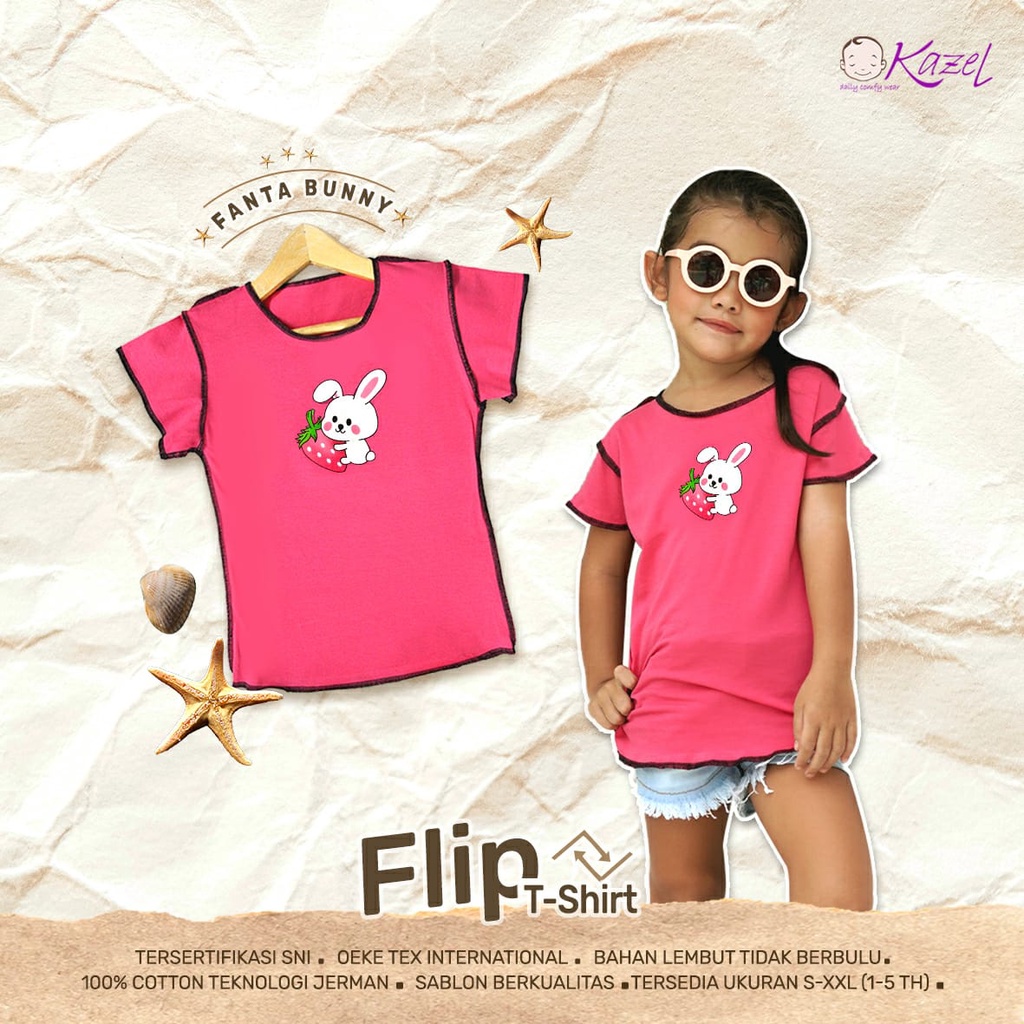 Kazel Tshirt Flip - Kaos Anak Perempuan - Satuan