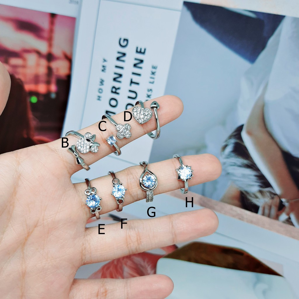 Perhiasan Cincin Putih Warna Silver Model Simpel - BR498