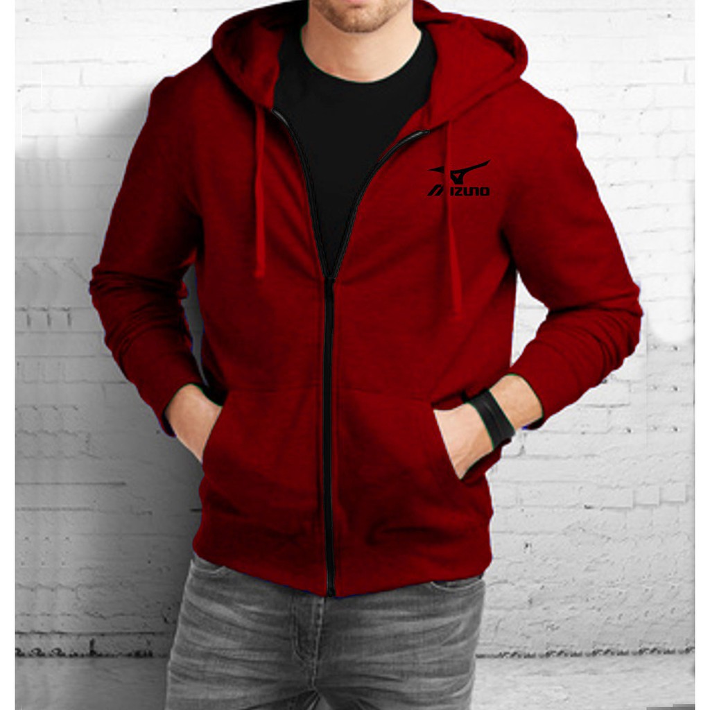 JAKET HOODIE MIZUNO PREMIUM DISTRO HITAM SABLON JUMBO XXL XXXL FLEECE CUSTOM COUPLE KEKINIAN TERBARU