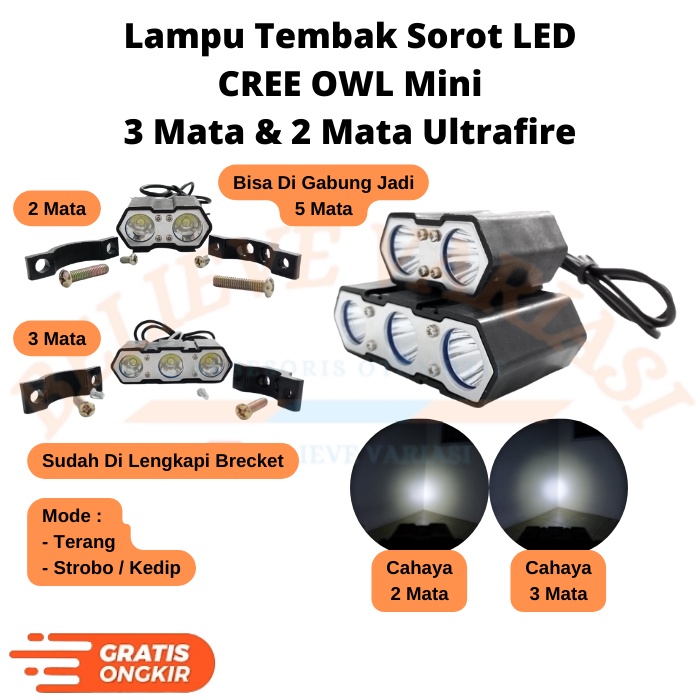 Jual Lampu Tembak Sorot Led Cree Owl Mini 3 Mata 2 Mata Ultrafire Shopee Indonesia 