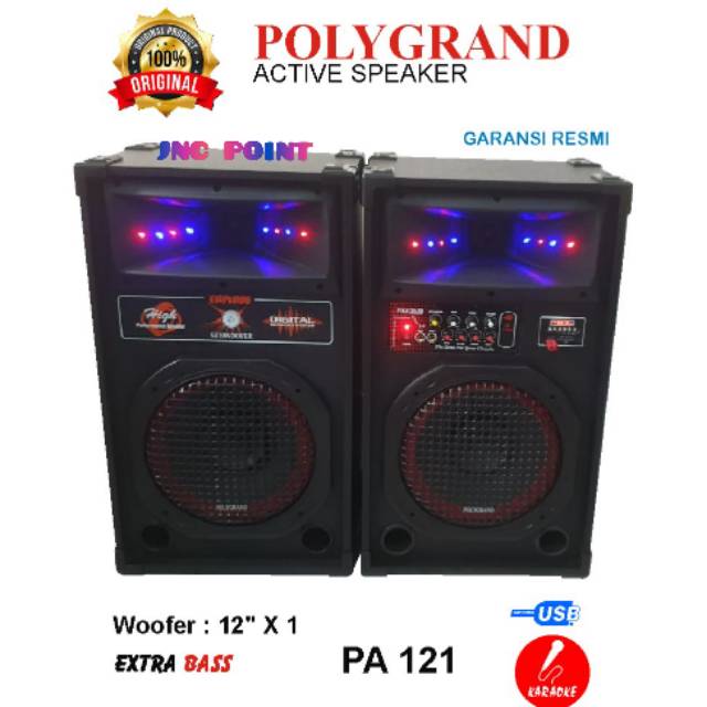 Speaker Aktif Polygrand Pa 121usb mmc fm SUBWOOFER BASS MANTAP pa121 usb