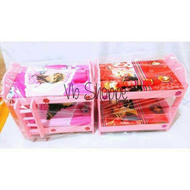 Mainan ranjang kayu boneka barbie