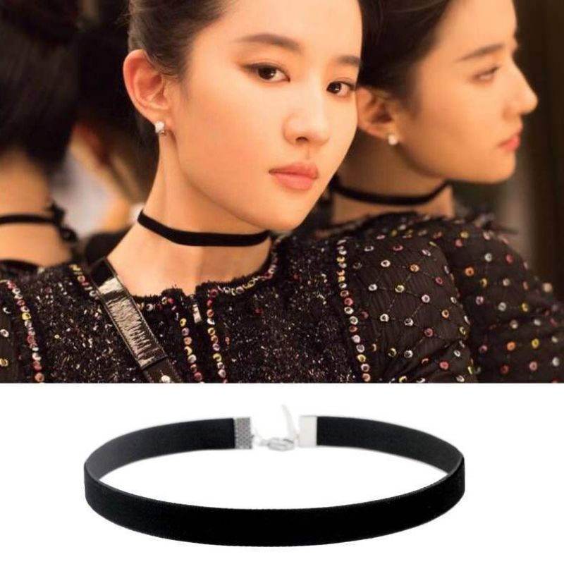 Kalung Choker Hitam Simple Ringan Korean Style