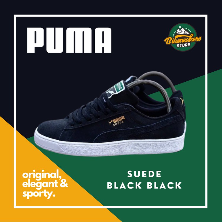 Sepatu Sneakers Puma Suede Black Black / Sepatu Casual / Sneakers Pria / Sneakers Original Hitam
