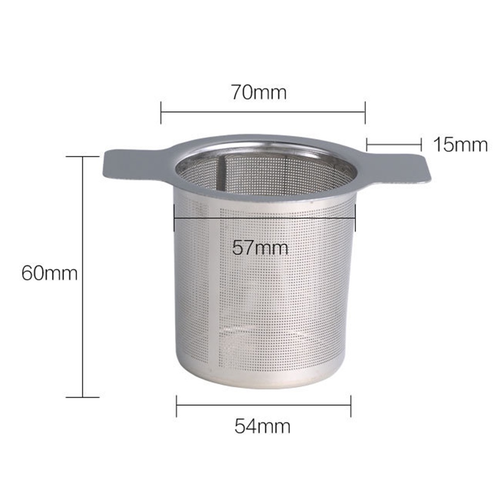 ღ Stainless Steel Teh Kebocoran Binaural Teh Filter dengan Cover Reusable Saringan Teh Tea Leaf Dapur Teko Cokelat Kehitaman Minum Teh aksesoris