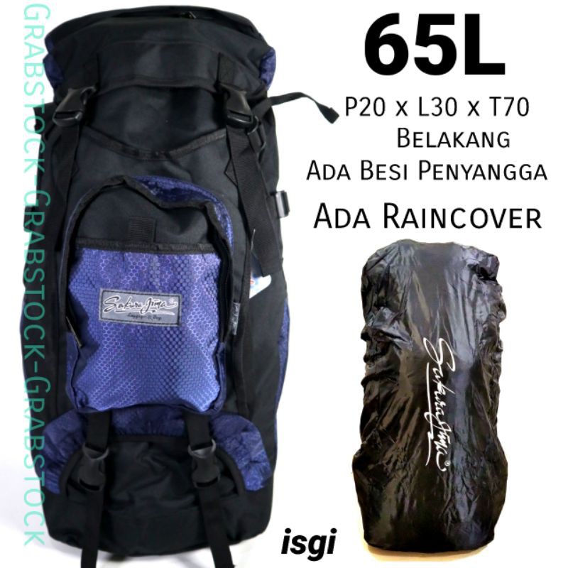 Grabstock Carrier Plus Raincover 65L Tas Hiking Camping Kualitas Premium