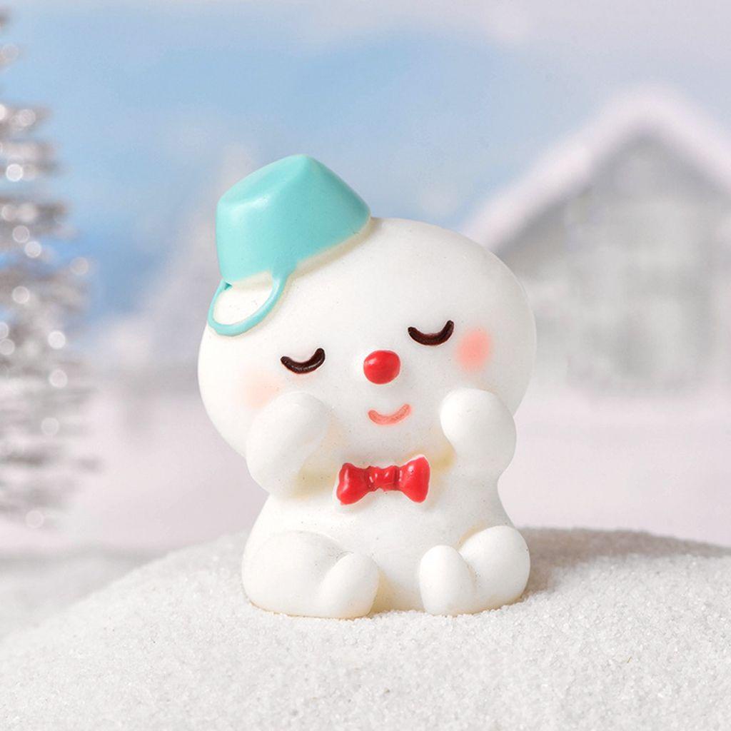 Agustina Ornamen Natal Lucu Mini Bola Dunia Salju Perlengkapan Resin Desain Kartun Pemandangan Mikro Dekorasi Snowman Figurine