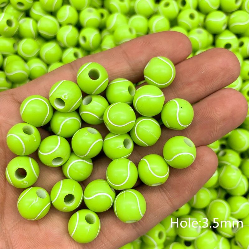 30pcs / lot Manik-Manik Tenis 11mm Bahan Akrilik Handmade DIY Untuk Anak