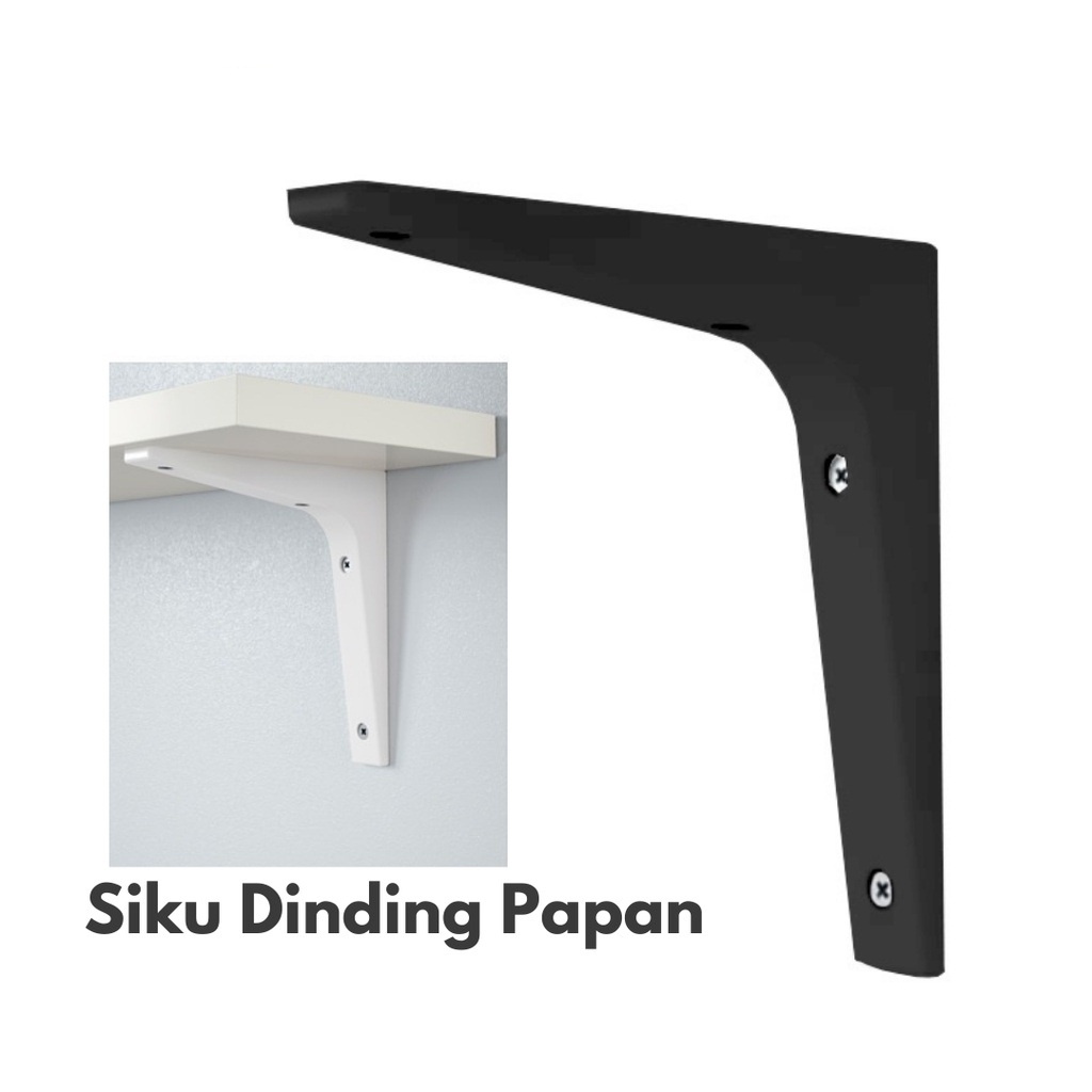 Siku Braket Dinding Wall Bracket Papan Rak Kayu Warna HITAM PUTIH 18x18 cm Penahan Ambalan 18 x 18cm Bahan Polipropilena Reinforced