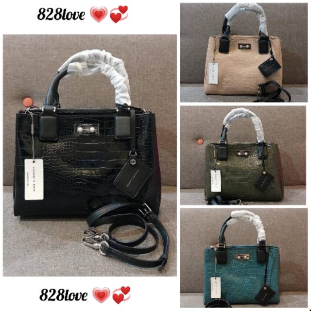 Tas Wanita CHARLES AND KEITH LARGE BLACK /BEIGE/GREEN /BLUE
