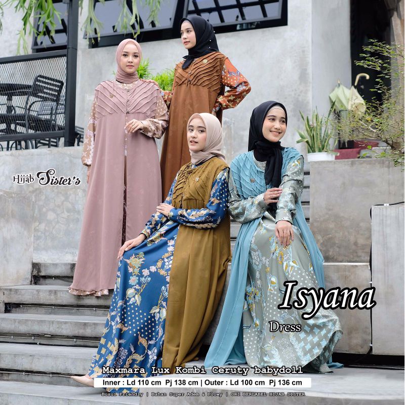 SET GAMIS MAXMARA LUX MOTIF BUNGA + OUTER CERUTI BABYDOLL ISYANA BY HIJAB SISTER