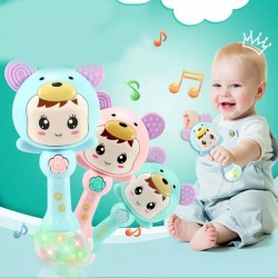 Mainan baby Molar Rattle drum 3in1 musik dan Lampu usia 0+bulan dan 18m+