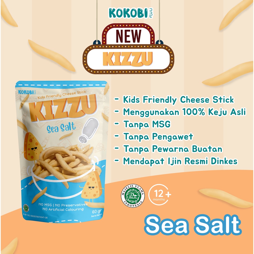 KOKOBI Kizzu Cheese Stick Snack Makanan Ringan Sea Salt Garam Laut 60g