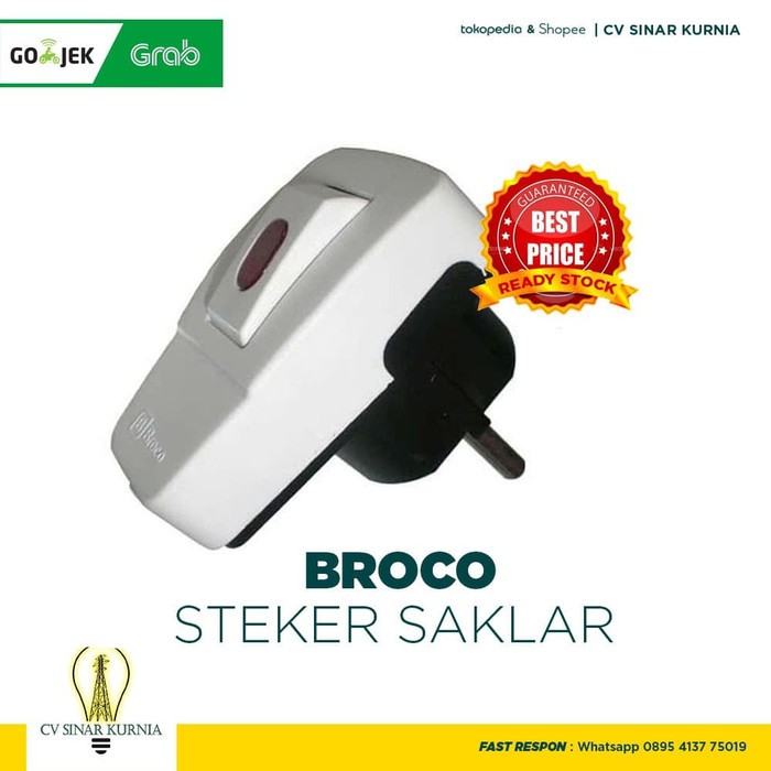 COLOKAN BROCO STEKER SAKLAR + LAMPU PUTIH 13311 HARGA GROSIR - 1331165