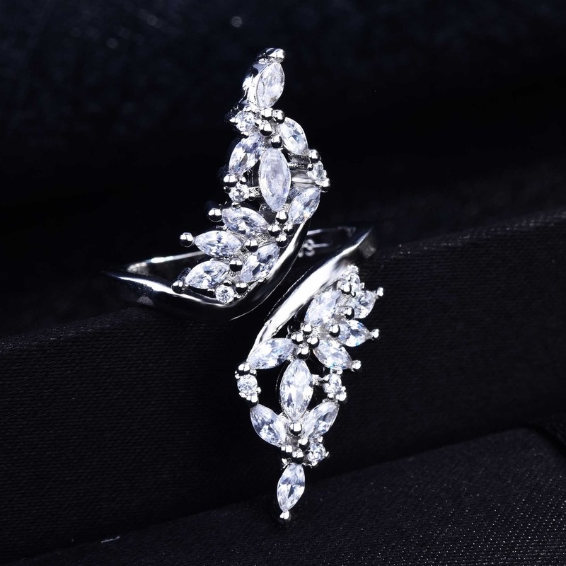 Personalized Three-Dimensional Geometric Open Hollow Zircon Wing Ring