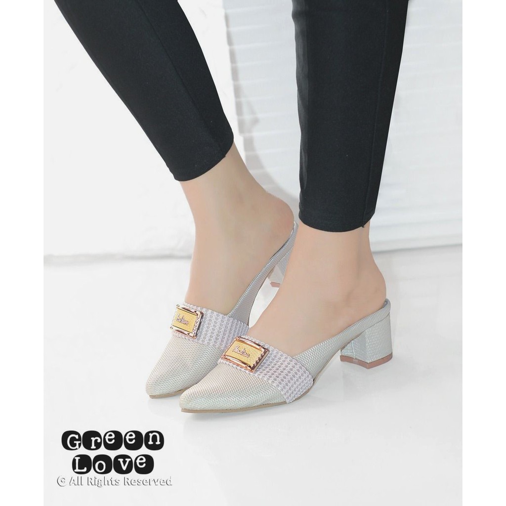  sepatu  wanita green love High heels hak  Flat TJ 18 