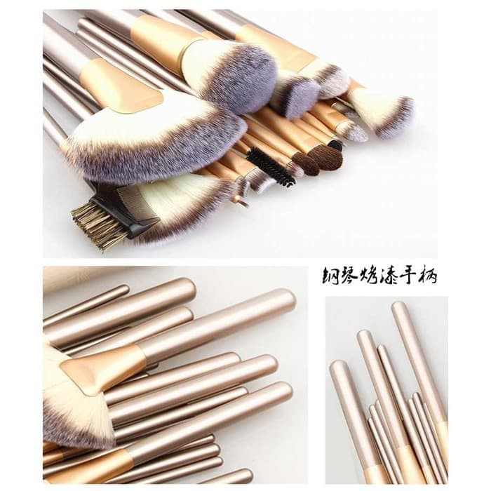 (BOW) Sale Brush Makeup 24 Pcs Plus Bag Putih