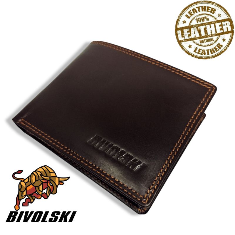 Bivolski Dompet Pria Kulit Asli Slot Kartu Banyak Model Horizontal