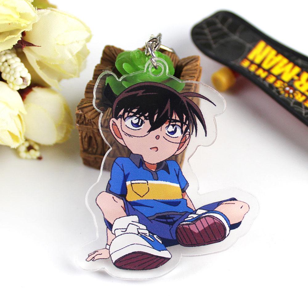 QUINTON Conan Gantungan Kunci Untuk Hadiah Anak Miniatur Detektif Conan Anime Jepang Darah Panas Anime Key Ring