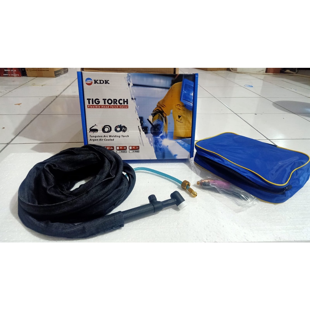 KDK 4 Meter Tig Torch Set Welder Single Duty Stang Kabel Selang Las Argon WP17V KDK Kabel Las Argon 4 Meter / 5 Meter Single duty Stang Kabel Selang Las Argon Tig Torch Welder Set WP17V VT07071