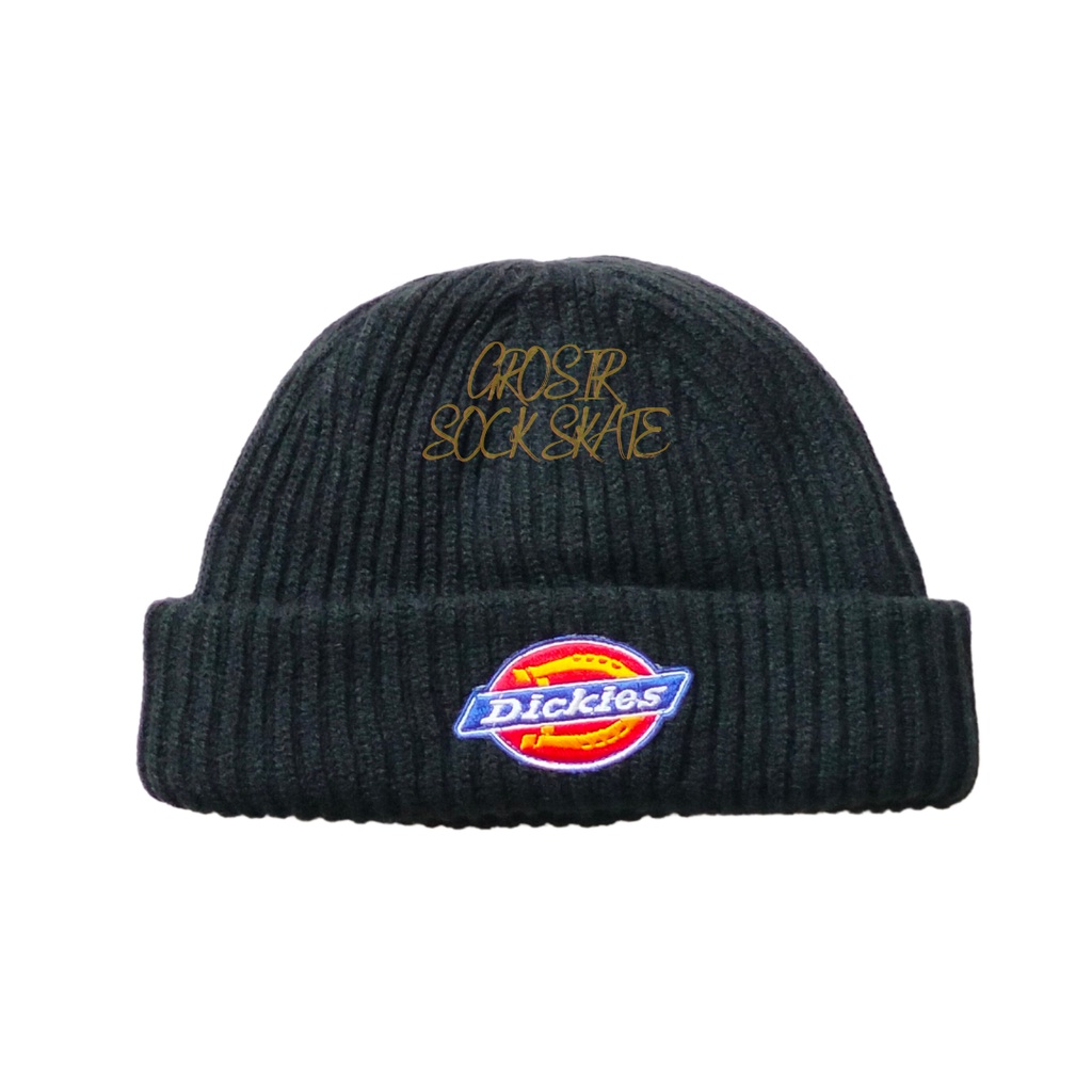 SHORT BEANIE HAT PREMIUM DISTRO KUPLUK DICKIES HITAM