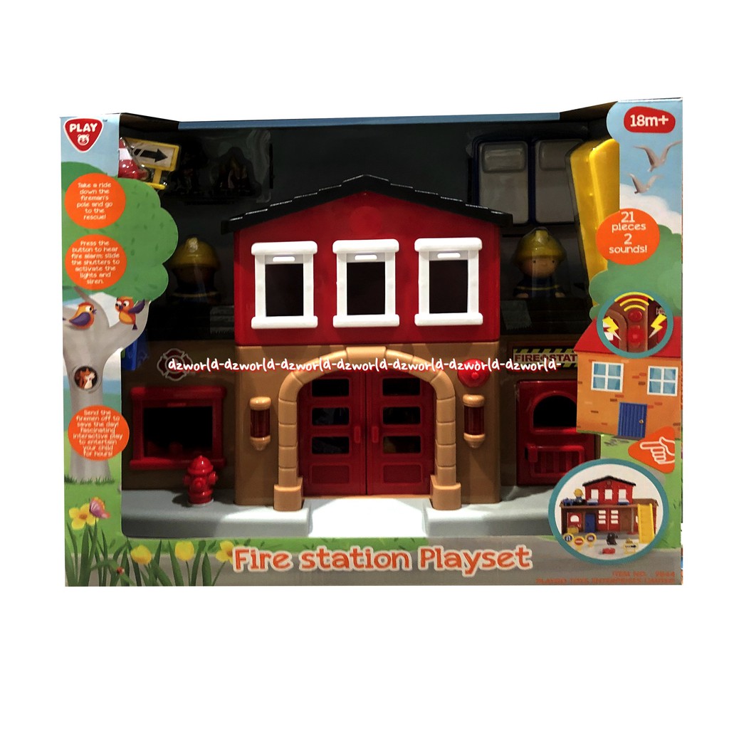 Play Go Fire Station Play Set Mainan Bentuk Markas Pemadam Kebakaran