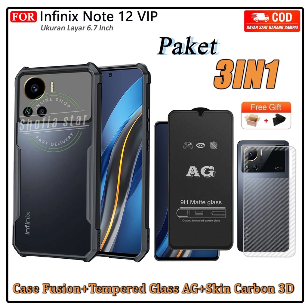 3IN1 Case Infinix Note 12 VIP Softcase Shockproof Transparan Casing