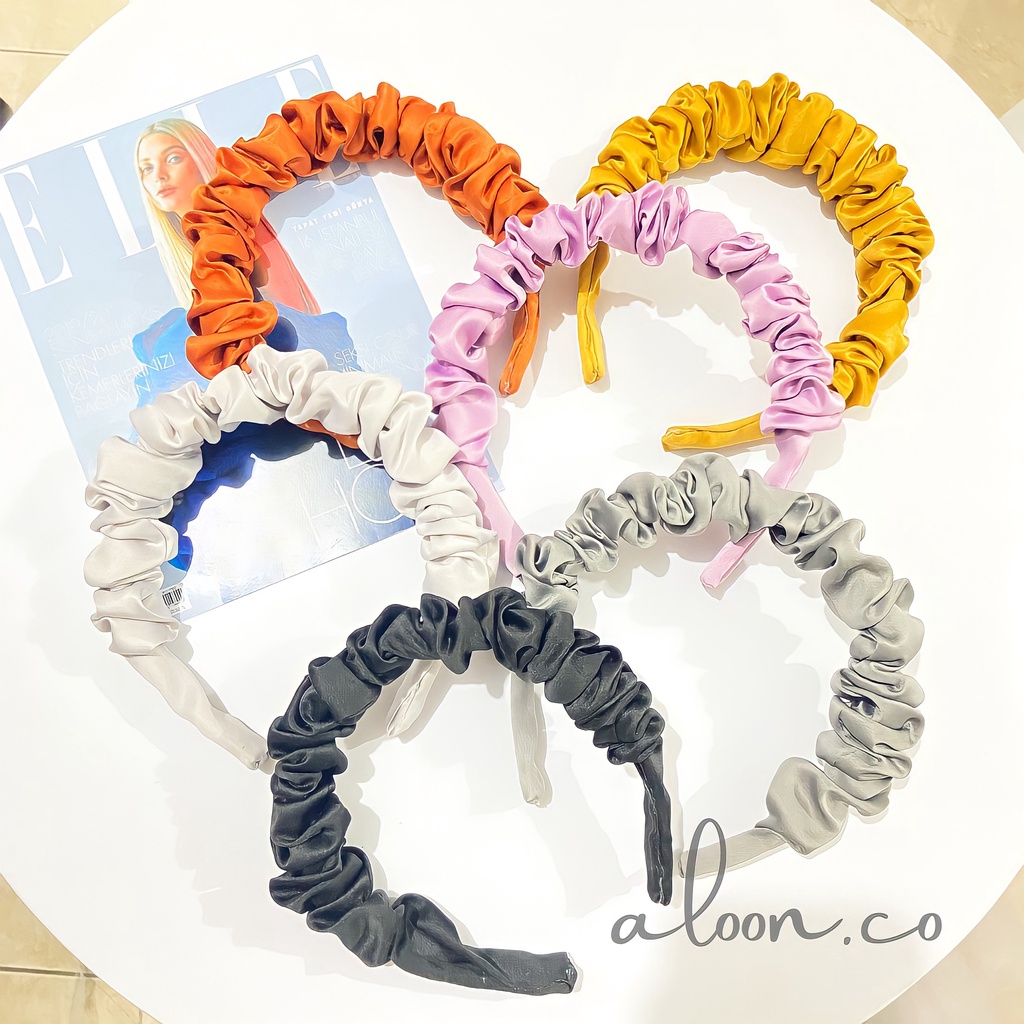 Bando Korea - Bando Schruncie Satin Headband Korea – Bandana Aksesoris Rambut