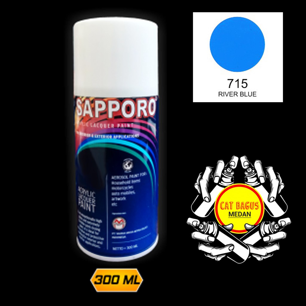 SAPPORO 715 RIVER BLUE BIRU CAT SEMPROT 300 ML CAT MOTOR AEROSOL PYLOX BIRU MUDA LANGIT PILOKS PILOX