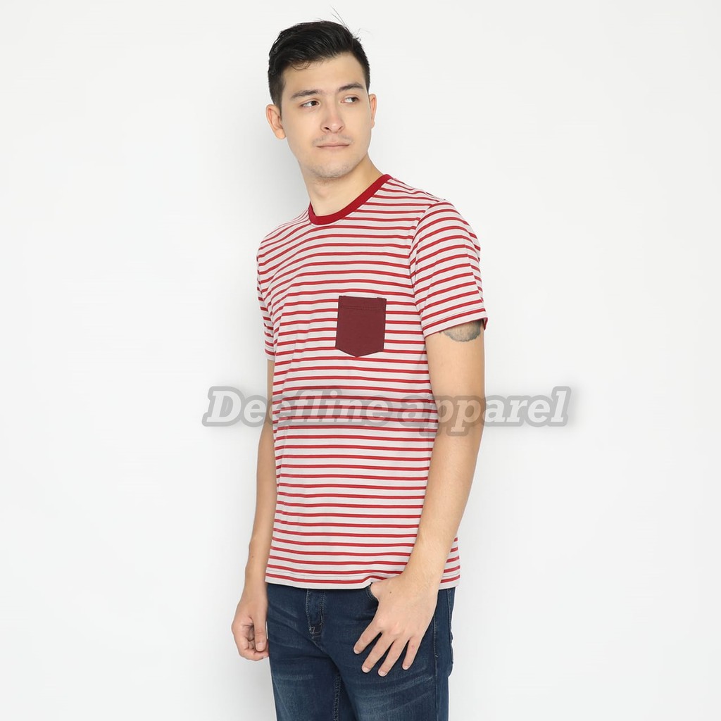 Deefline T-Shirt Stripe Gazzy Maroon Pocket