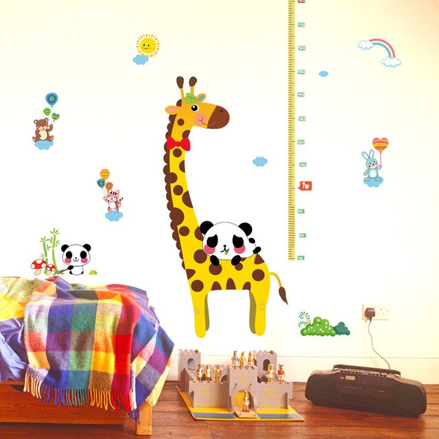 RELIZA WALL STICKER PENGUKUR TINGGI BADAN JERAPAH HEWAN GROW UP ANIMAL STIKER DINDING SK9044