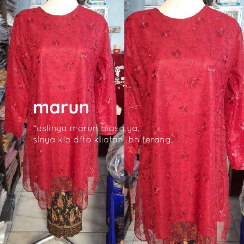 COD KEBAYA TUNIK TULLE TULE TILE M-XXXL KEBAYA LILAC WARDAH MINT JUMBO WISUDA LAMARAN ROSGOLD ABU-^TULE-MARUN SALE