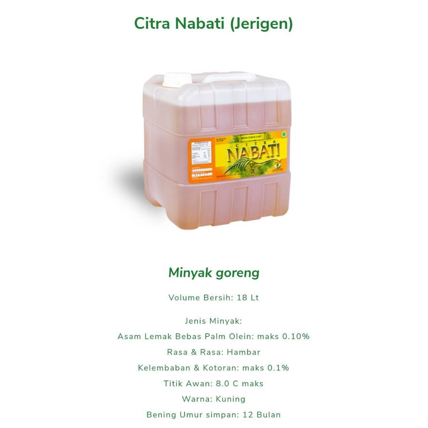 

minyak goreng citra nabati jerigen 18 liter