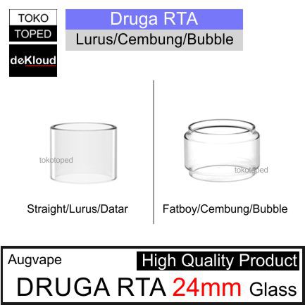 koleksi tabung bahan kaca DRUGAx RTA warna glass clear | Lurus - Cembung