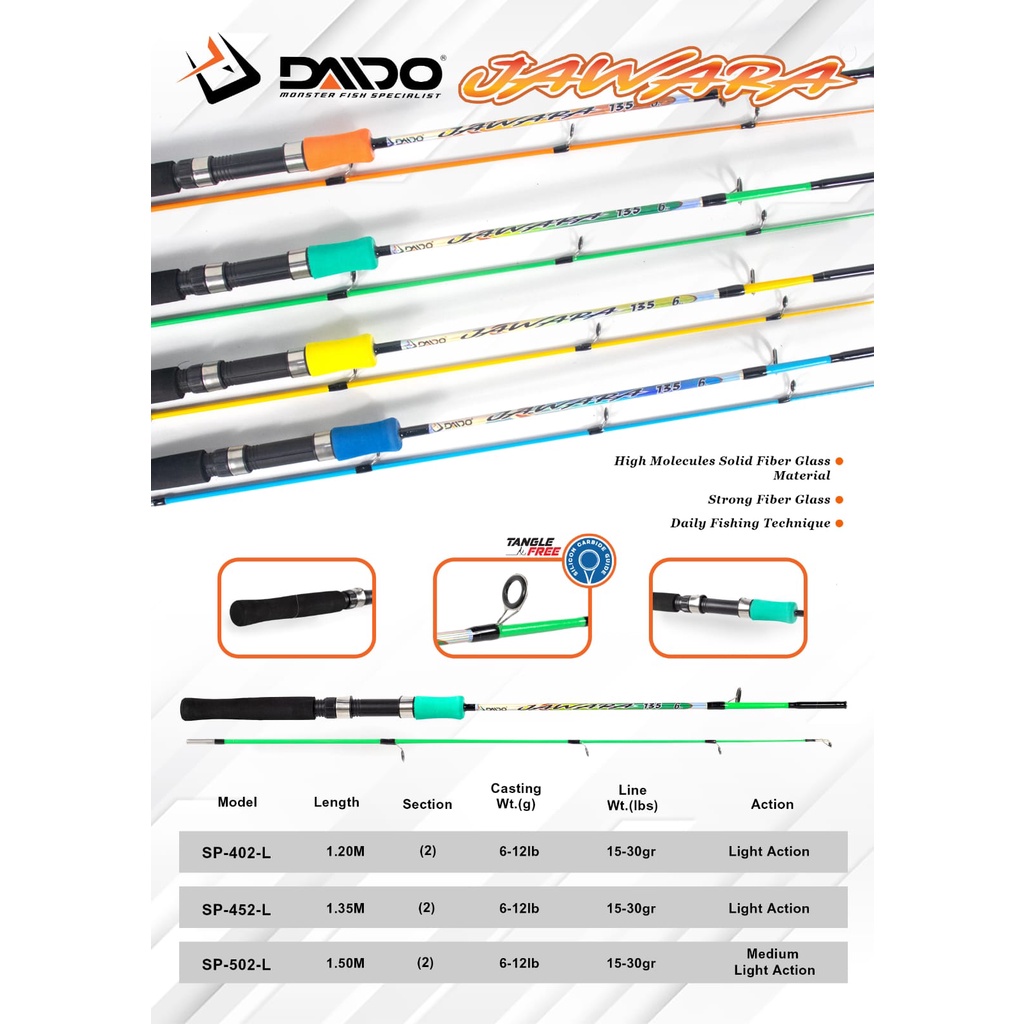 Joran Pancing Daido Jawara 120cm,135cm &amp; 150cm (Max 6kg) Fiber Solid Murah - Engkus Fishing