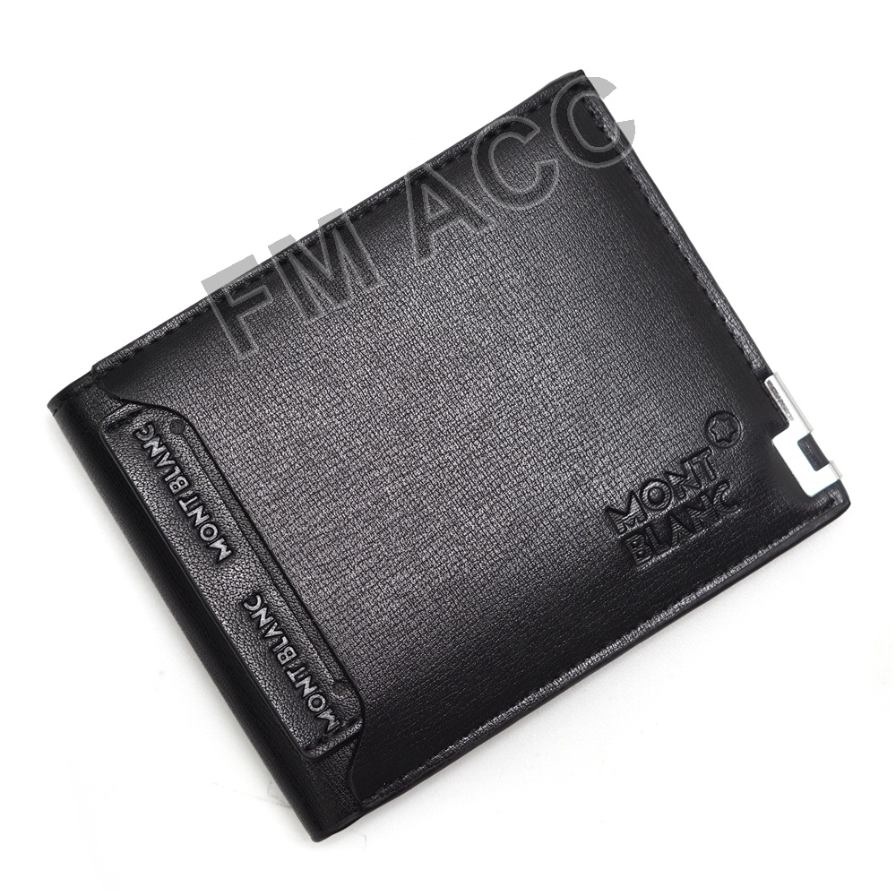 Dompet Pria lipat Pendek Import Include BOX + Jam Tangan Pria Casual Premium-HITAM