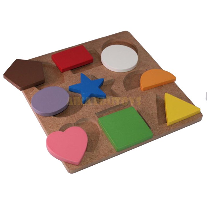 Puzzle Sembilan Bentuk Kayu Wooden 9 Shape Geometri 