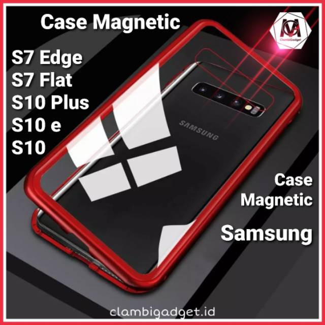 Case Casing Samsung S10 Plus S10e S7 Edge S7 Flat Magnetic Glass Magnetik Magnet 2in1 COD Kaca Tempe