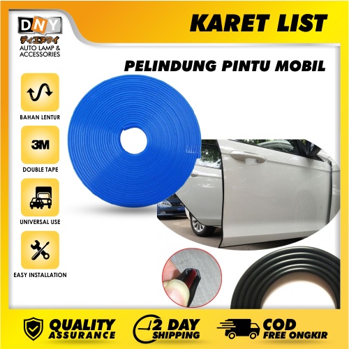 KARET LIST LIS PENGAMAN PELINDUNG PINTU MOBIL DENGAN DOUBLE TAPE 5 MTR