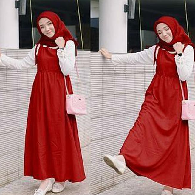 Set Hijab Wakanda Merah Busana Muslim Wanita Baju Muslim Kodok