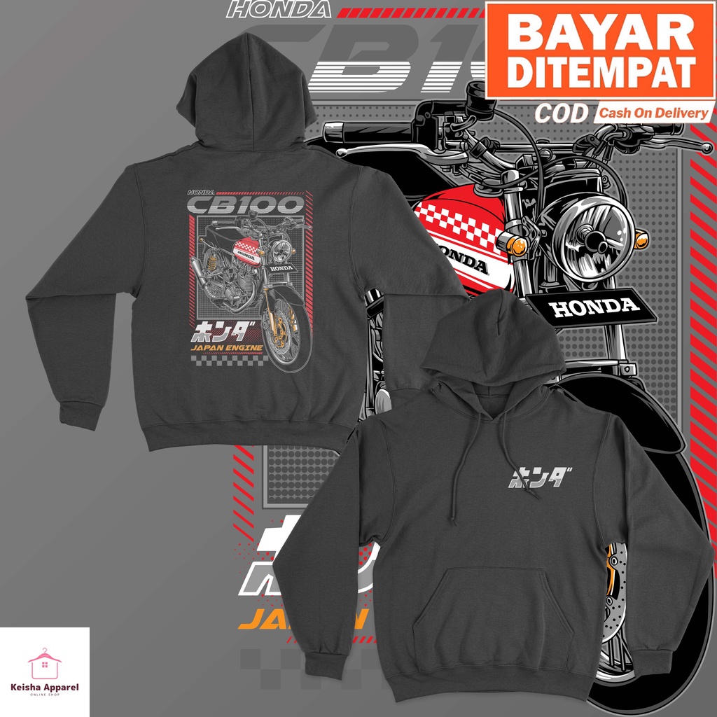 JAKET HOODIE HONDA CB 100 JAPAN ENGINE SERIES HOODIE CB100 PRIA WANITA