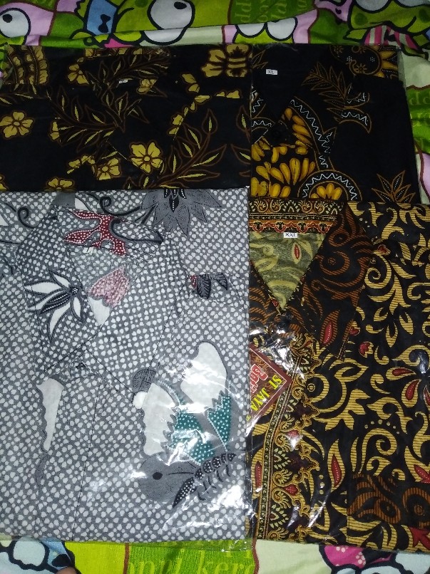 Kemeja Batik Pria Lengan Pendek Batik Size M L Xl Xxl  Bswart Hrb026 Kenongo Hem Panjang Padi