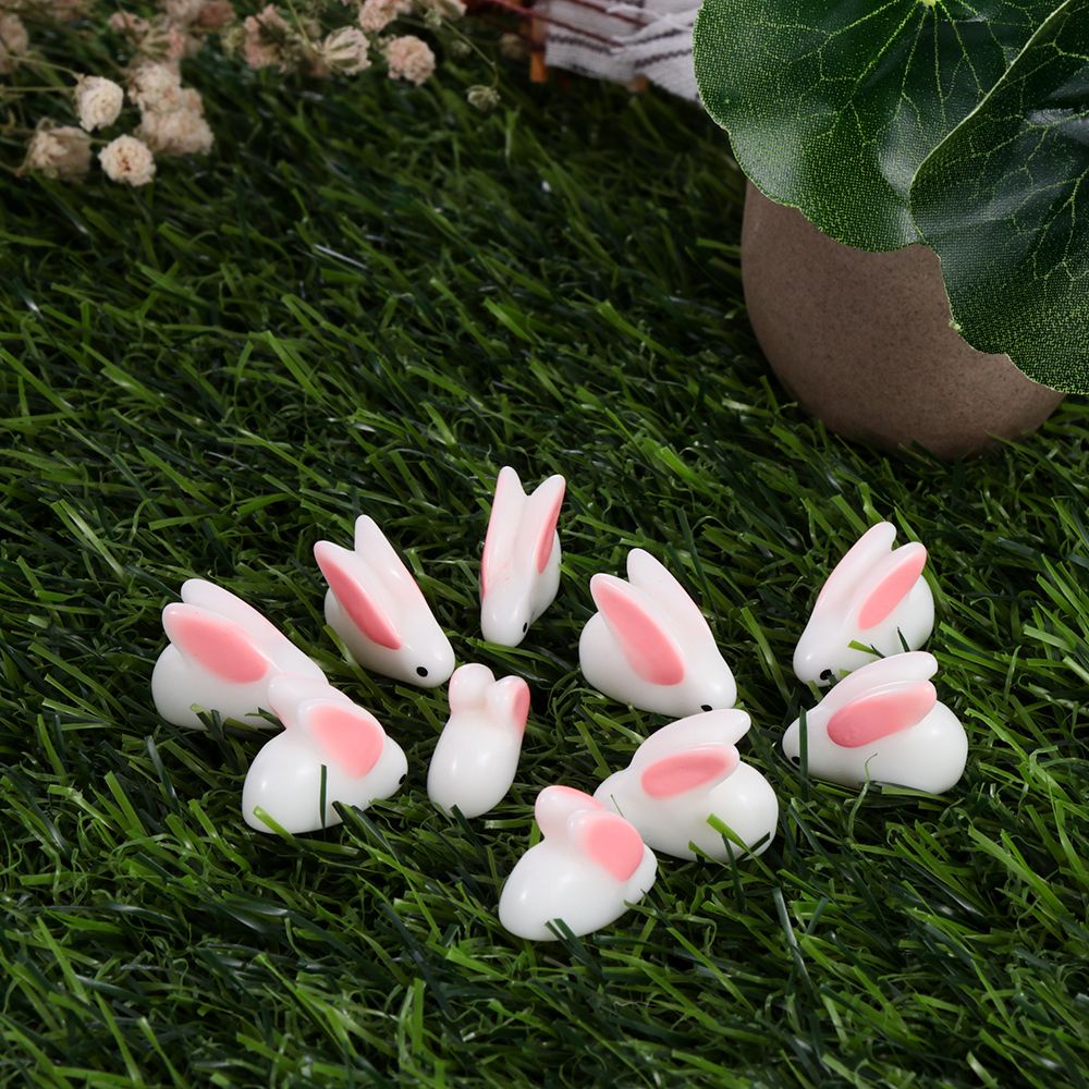 10Pcs Easter Ornament Micro Landscape Garden Supplies Gardening Decorations Resin Rabbit Cute Bunny Mini Chick Eggs