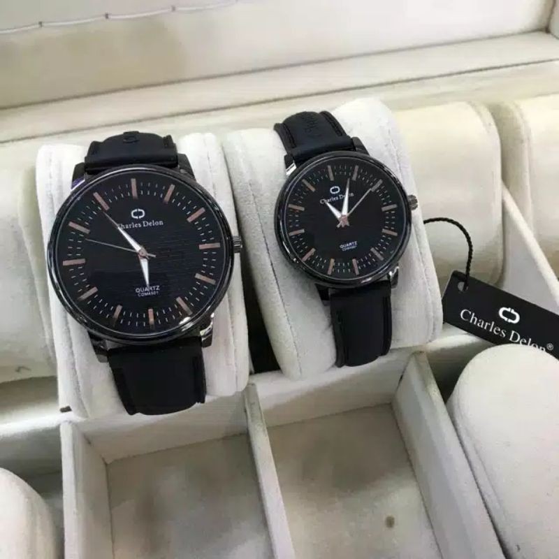 jam tangan couple charles delon rubber original tahan air sudah sepasang