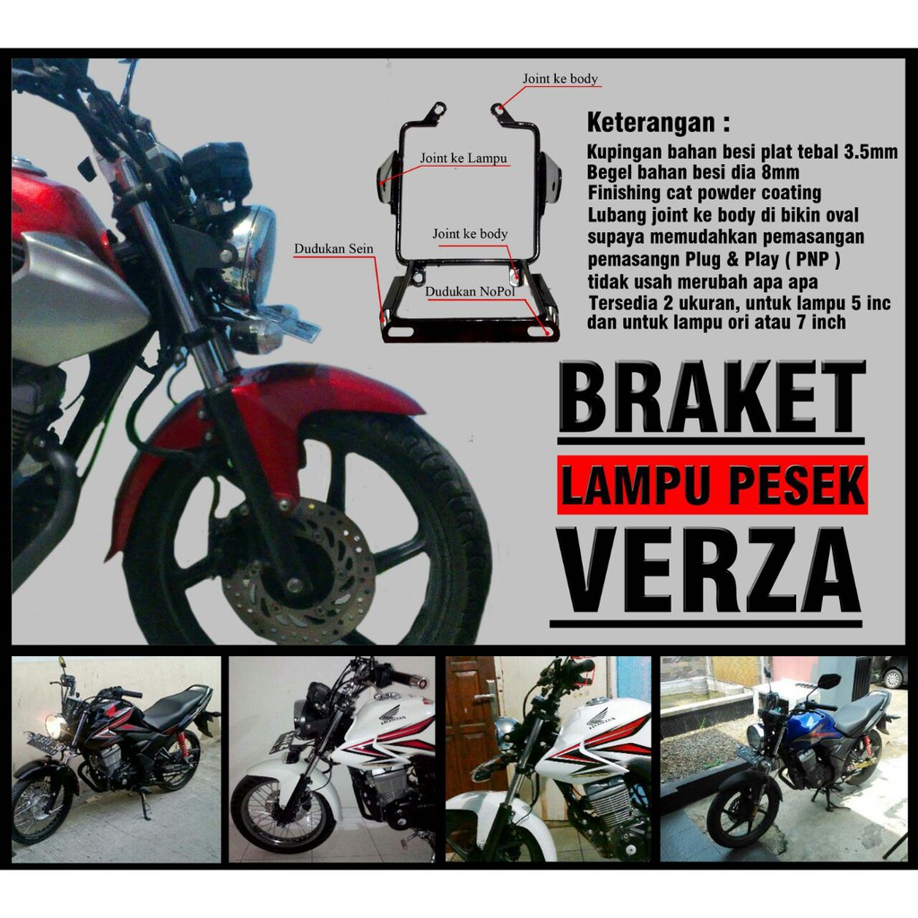 Braket Pesek Verza Set Headlamp Tiger Revo Braket Lampu Bulat