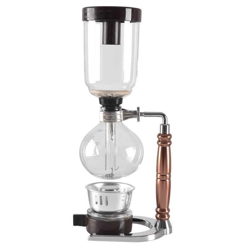 Eworld Japanese Style Siphon Coffee Maker Vacuum Pot 3 Cups - JF99 [Silver]