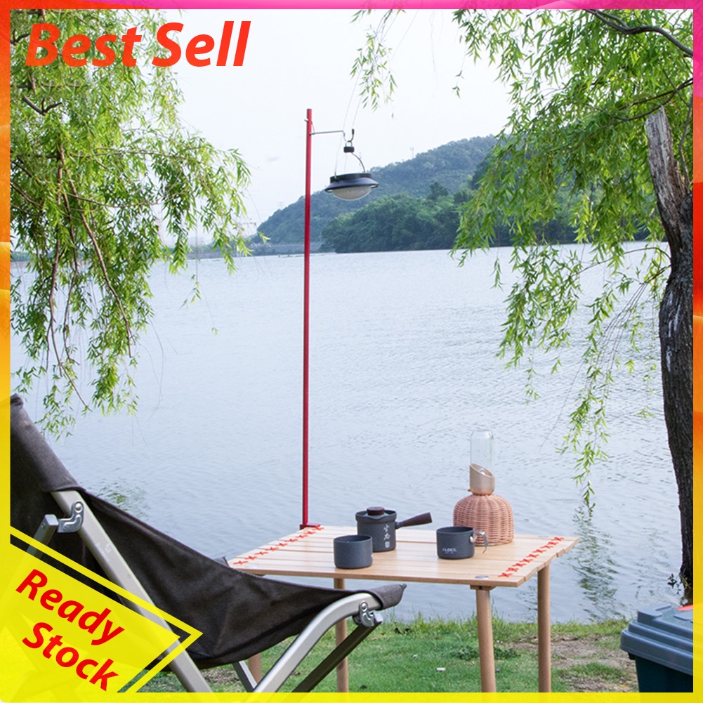 Double-Hook Camping Lamp Pole Portable Ground Desktop Fixing Lantern Holder