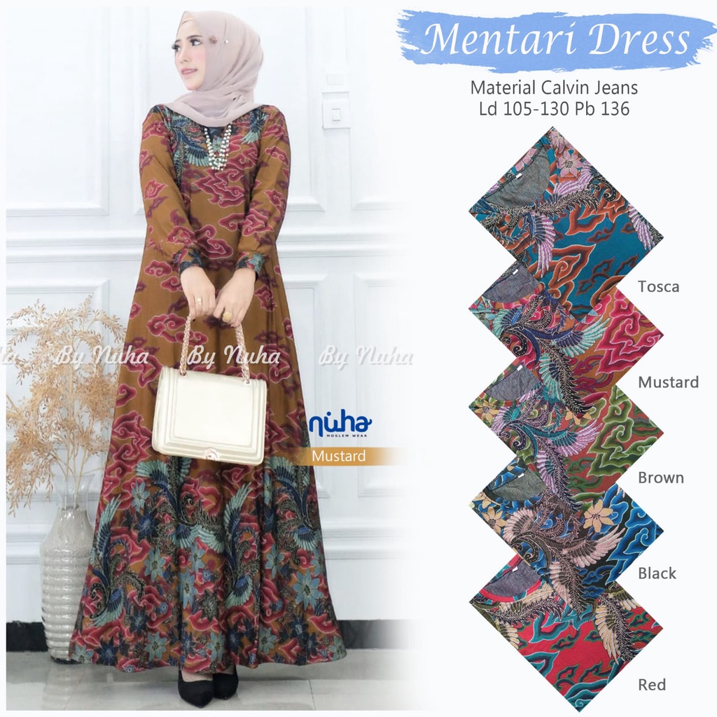DRESS MENTARI, CALVIN JEANS HIGHT QUALITY, DRESS BAHAN BERKUALITAS, GAMIS WANITA DEWASA, PAKAIAN MUS